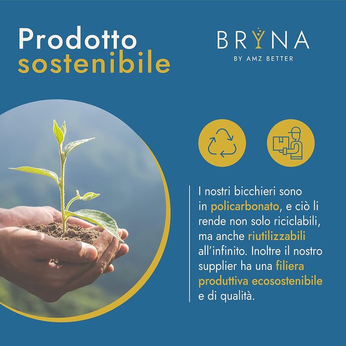 Набір 6 келихів для вина BRYNA 33 cl з полікарбонату, небиткі, італійський дизайн, багаторазові, для посудомийної машини, білі