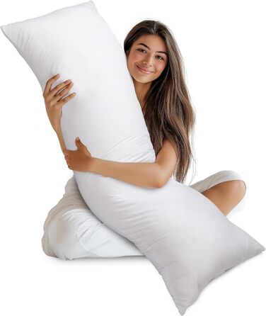 Подушка для тіла Utopia Bedding для дорослих, біла, 50,8x137,2 см, велика подушка для сну на боці, повнорозмірна подушка для бокового сну
