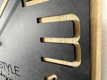 Великий настінний годинник FLEXISTYLE з дерева, квадратний, чорний, 60 см, тиха робота, для вітальні та спальні, зроблено в ЄС