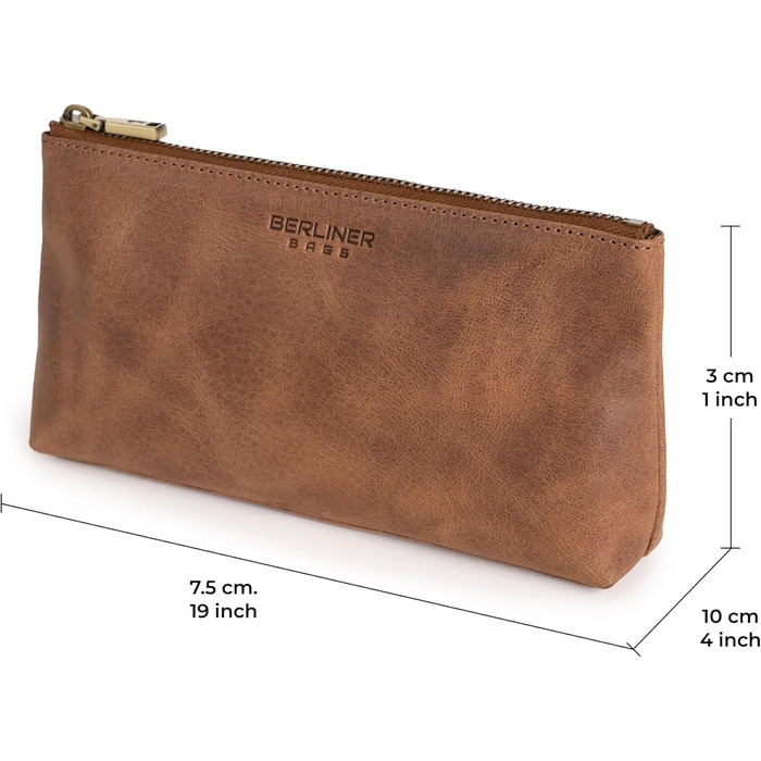 Косметичка Berliner Bags Anna з натуральної шкіри, маленька, колір Camel, для жінок і дівчат