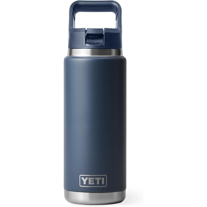 Термобутилка YETI Rambler з трубочкою, вакуумна, нержавіюча сталь, 769 мл, синя