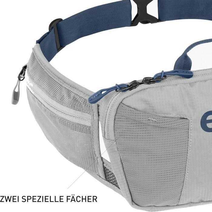 Поясна сумка EVOC HIP Pouch 1 для велопрогулянок, 1 л, з системою вентиляції AIR PAD, додатковими кишенями та регульованим поясом