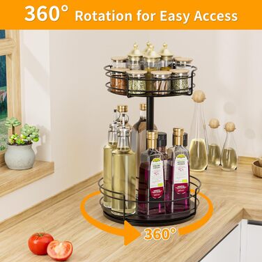 Обертовий органайзер для спецій AIRUJIA Lazy Susan, кухонна полиця для банок, олії, інгредієнтів