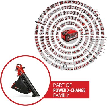 Акумуляторний садовий пилосос Einhell VENTURRO 18/210 Power X-Change, Li-Ion 18 В, потужність всмоктування 500 м³/год, мішок 45 л, швидкість повітря 210 км/год, без акумулятора та зарядного пристрою