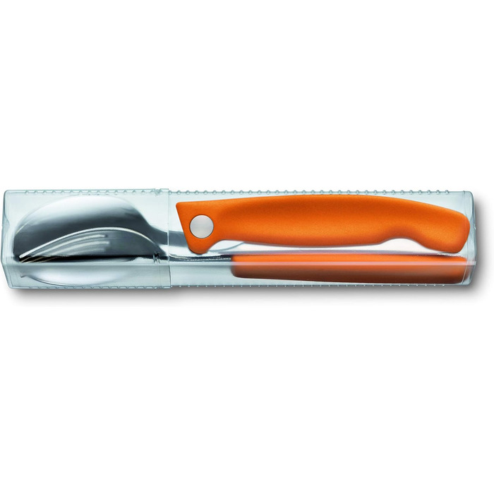 Набір столових ножів Victorinox Swiss Classic, 3 предмети, 11 см, хвилясте лезо, надгострі, неіржавна сталь, помаранчеві руків'я