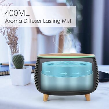 Аромадифузор Diffuserlove 400 мл з підсвіткою, для ефірних олій, аромадифузор для кімнати, з 7 кольорами, зволожувач повітря