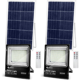 Світлодіодний сонячний прожектор Aigostar 50W, 6500K, IP66, комплект 2 шт, для вулиці, двору, саду, гаража