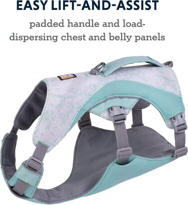 RUFFWEAR Swamp Cooler — охолоджувальна шлейка для собак, регульована, легка, з ручкою, для бігу та прогулянок, 2 отвори для повідка, для великих порід (81-107 см), колір Sage Green, розмір X-Small