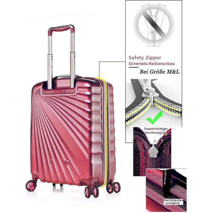 Валіза ABISTAB VERAGE Kinetic 4-колісна, розширювана, 76 см, TSA замок, ABS/PC, бордова металік, преміум-якість