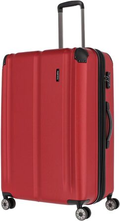 Дорожній валізний чемодан Travelite City 55 см, 40-45 л, жорсткий корпус, 4 колеса, для ручної поклажі, з розширенням і функцією насадки, червоний, захист від подряпин