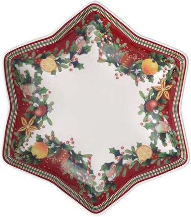 Миска у формі зірки Villeroy & Boch Winter Bakery Delight, 1 л, преміум порцеляна, біло-червона, на ніжці