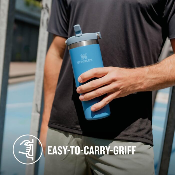 Термос-кружка Stanley Flip Straw 0.89 л з трубочкою, термос для води, спортивна пляшка BPA Free, 12+ годин холод, підходить для посудомийки (Azure)