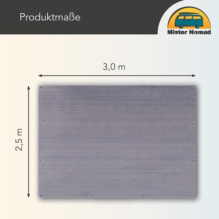 Килим для намету Mr Nomad, високоякісний, UV-стійкий, HDPE 300 г/м², для кемпінгу, підлога для переднього намету автодому чи причепа, з сумкою та аксесуарами
