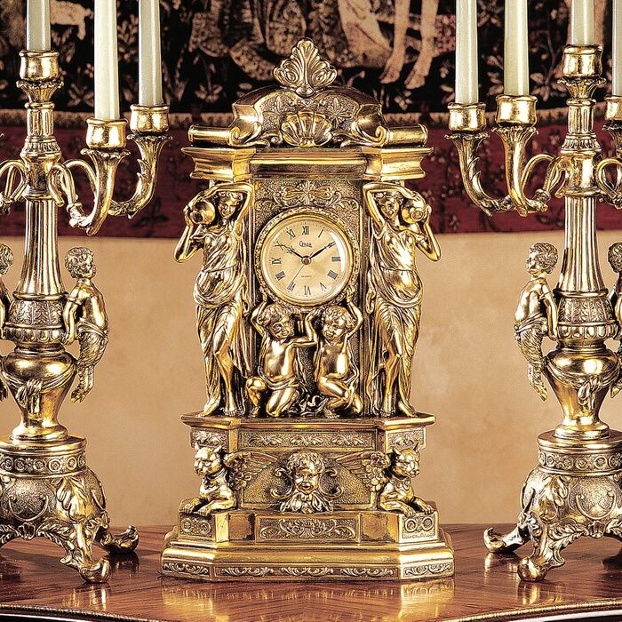 Класичний камінний годинник Design Toscano Chateau Chambord, полімер, золоте покриття, 51 см