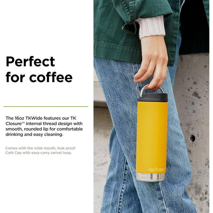Термобутилка Klean Kanteen TKWide 473 мл для напоїв, колір жовтий (Marigold), чоловіча