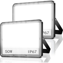 LED прожектор для вулиці YIQIBRO 50Вт 2шт, 5000Лм, 7000K, IP67, холодне світло для саду, гаража, двору, тераси