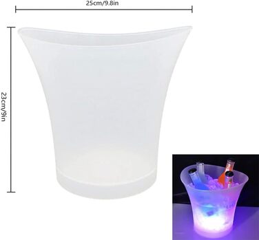 LED відро для льоду 5 л, багатоколірне, водонепроникне, для шампанського, вина, пива, охолоджувач пляшок для вечірки, дому, бару