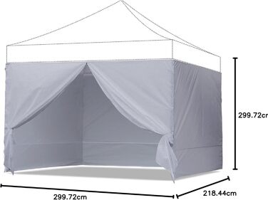 Бічна стінка для намету ABCCANOPY 3x3 м, 4 шт, сіра, для павільйону, водонепроникна, захист від сонця
