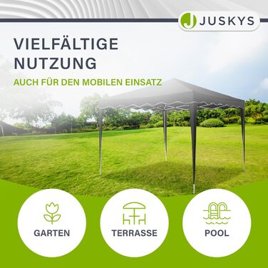 Складаний павільйон Juskys Vivara 3x3 м, регульований, UV50+, водовідштовхувальний, з сумкою, сірої барви — садовий тент для вечірок