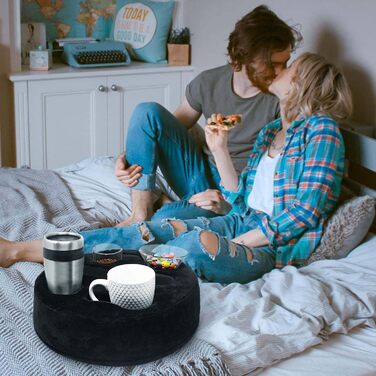 Підставка для чашок Sofa-Buddy з м'якого велюру, чорна, органайзер на диван, тримач для напоїв, практичний аксесуар для дивану