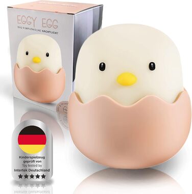 Дитячий LED нічник MegaLight Eggy Egg з RGB-підсвіткою, сенсорним керуванням, таймером і USB-зарядкою, безпечний для немовлят, нічна лампа для дитячої кімнати