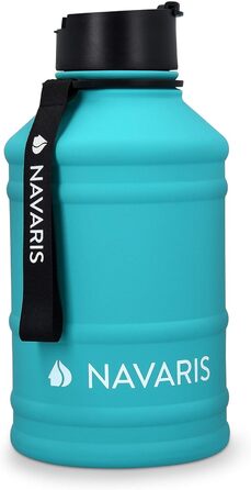 Navaris Фітнес-пляшка 2,2 л з нержавіючої сталі, спортивна водна пляшка XXL для залу, BPA-free, бірюзова