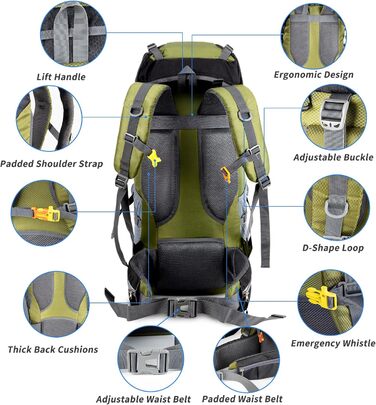 Туристичний рюкзак Night Cat 70L армійський зелений для чоловіків і жінок, дихаючий, для кемпінгу, трекінгу, альпінізму, велоподорожей