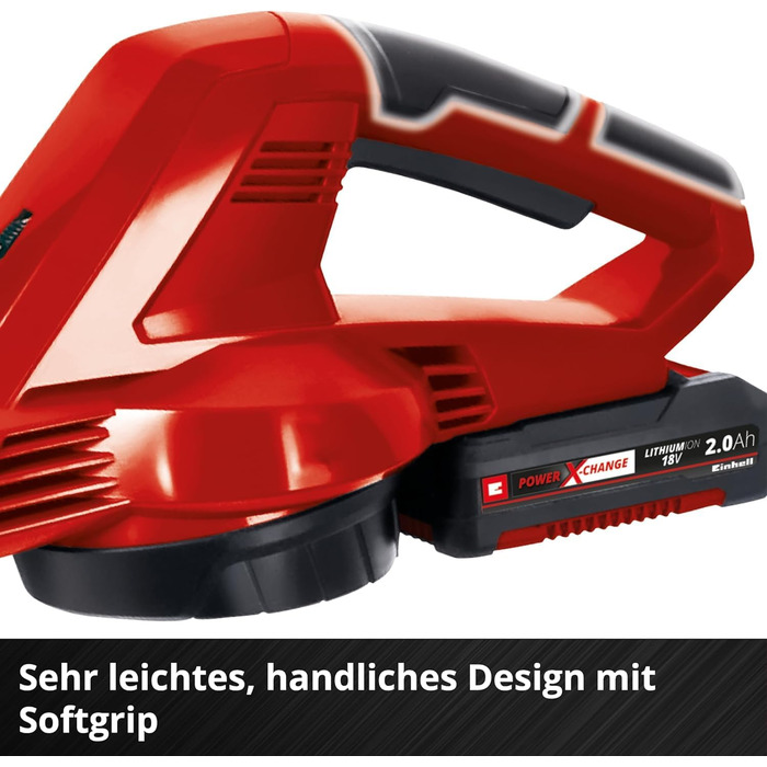 Акумуляторний повітродув Einhell GC-CL 18 Li E Solo Power X-Change, 18 В, 210 км/год, легкий, потужний, регулювання швидкості, Softgrip, без акумулятора