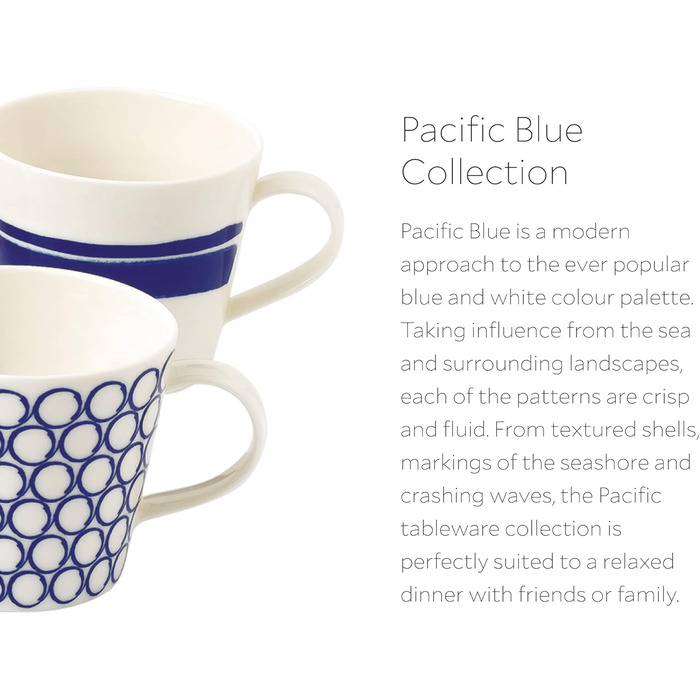 Набір чашок Royal Doulton Pacific, 6 шт., порцеляна, 9 см, сині