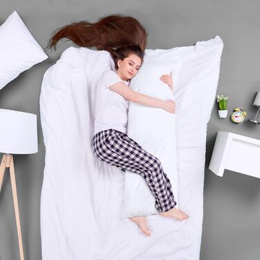 Подушка для тіла Utopia Bedding для дорослих, біла, 50,8x137,2 см, велика подушка для сну на боці, повнорозмірна подушка для бокового сну