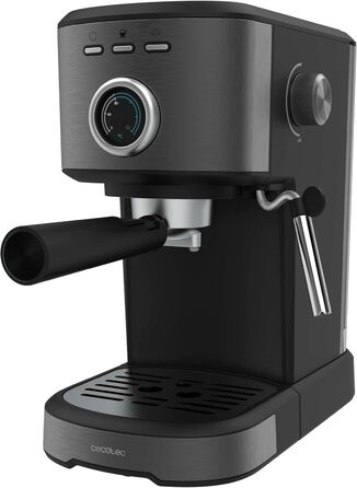Кавоварка еспресо Cecotec Power Espresso 20 Pecan, 1100 Вт, 20 бар, термоблок, сталевий корпус, манометр, 1,25 л, подвійний фільтр, парова насадка