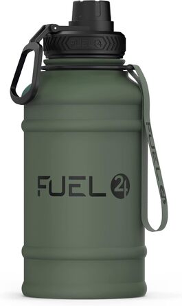 Пляшка для води з нержавіючої сталі 1.3 л та 2.2 л, герметична, BPA Free, міцна спортивна пляшка для дорослих, тренажерний зал, зелена