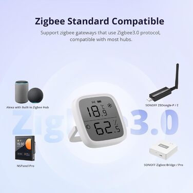 Набір з 2-х Zigbee датчиків температури та вологості SONOFF SNZB-02D з LCD-дисплеєм, для розумного дому, сумісний з Alexa, Google Home, Home Assistant, потрібен Zigbee хаб