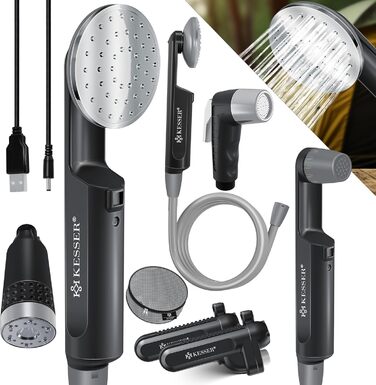 Портативний душ KESSER® з акумулятором, USB зарядка, 12В помпа, для кемпінгу, авто, саду, домашніх тварин, з сумкою
