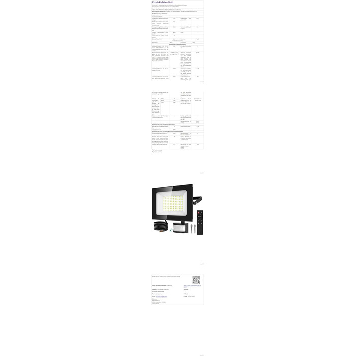 LED прожектор Viugreum 100W з датчиком руху, 15000 Лм, IP67, холодне світло, з пультом, для вулиці, саду, водонепроникний, комплект 2 шт.