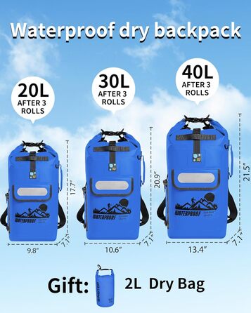 Водонепроникний рюкзак IDRYBAG Dry Bag 20/30/40 л для каякінгу, плаваючий гермомішок для водних видів спорту