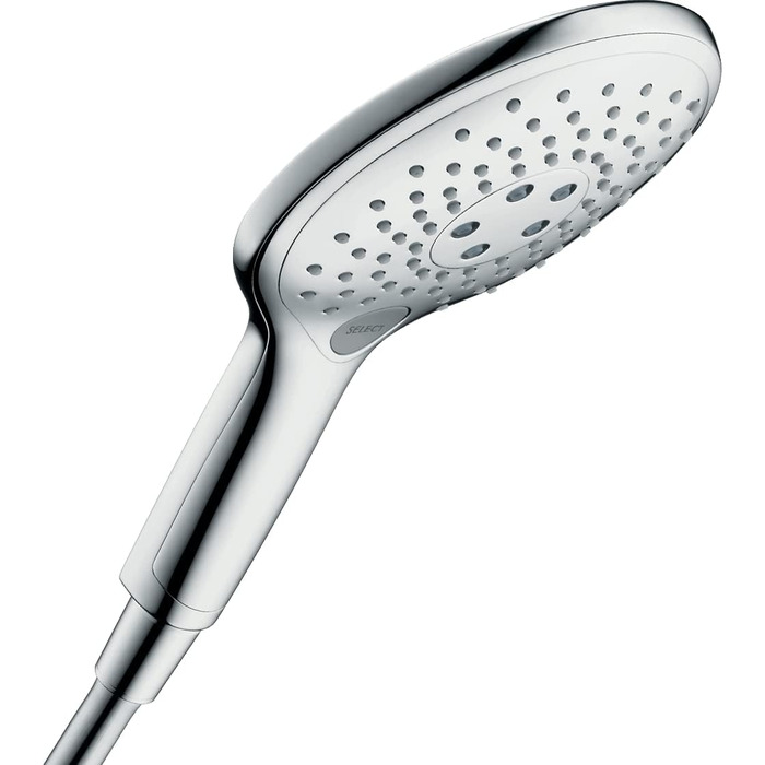 Ручний душ hansgrohe Raindance Select S з 3 режимами, антикальцієва функція, білий/хром, водозберігаючий