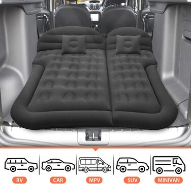 Автомобільний надувний матрац для SUV/MPV з насосом, товстий матрац із двома подушками для заднього сидіння, для кемпінгу, подорожей, пляжу, заднього двору