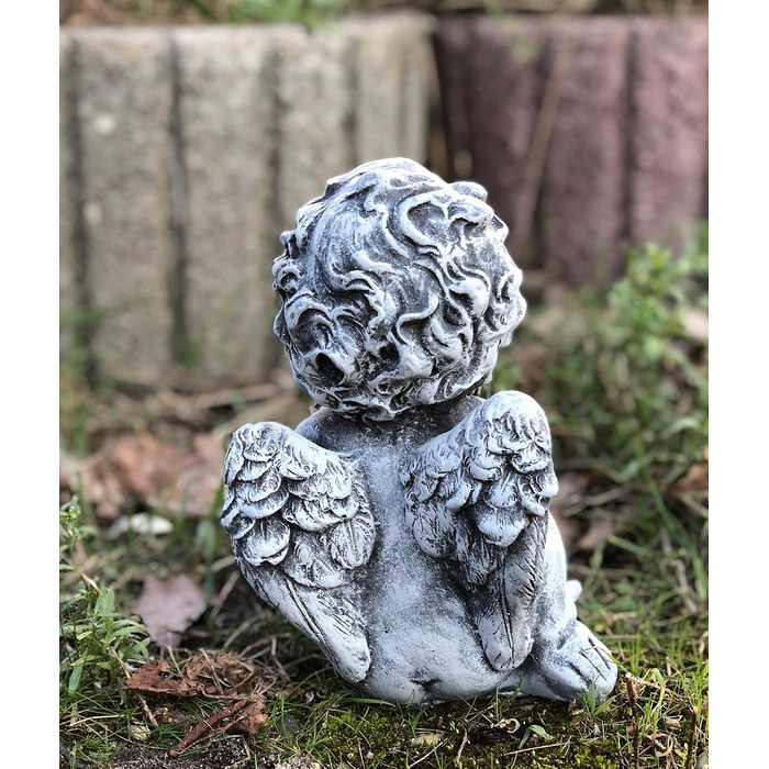 Фігурка янгола з масивного каменю stoneandstyle, морозостійка, для саду, декоративна статуетка, стійка до погодних умов до -30°C