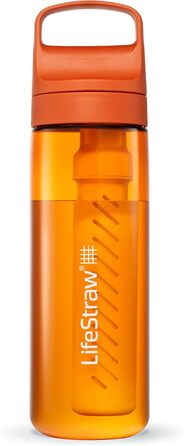 Фільтр-пляшка LifeStraw Go, 650 мл, BPA-free, для подорожей та щоденного використання, очищення води від бактерій, паразитів, мікропластику, покращення смаку, колір Kyoto Orange