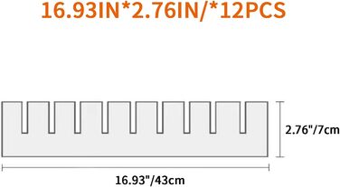 KnnRiim набір 12 роздільників для шухляд 43x7 см, товсті, гнучкі перегородки-органайзери для одягу, кухні, ванної, офісу