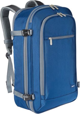 Рюкзак для подорожей Amazon Basics 40L, ручна поклажа, відсік для ноутбука 17'', органайзери, темно-синій, 51x38x20 см