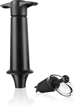 Вакуумна помпа для вина Vacu Vin з дозатором і кришкою, пластик, чорна, 5x8,3x22 см