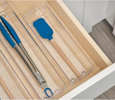 Органайзер для столових приборів iDesign Linus, прозорий пластик, набір 2 шт., 10,16×40,64×7,62 см, для ложок, виделок, кухонного приладдя