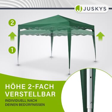 Складаний павільйон Juskys Vivara 3x3 м, висота регулюється, UV50+, водостійкий, садовий намет з сумкою, зелений
