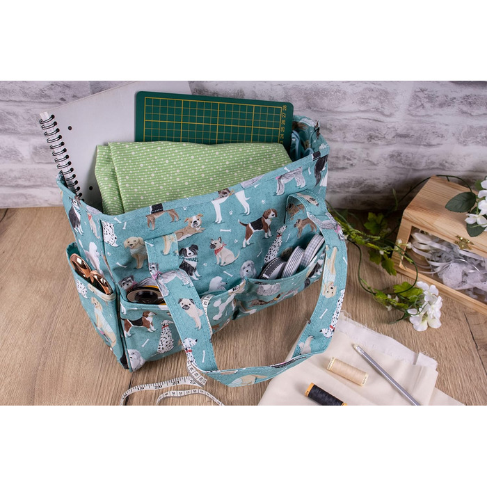Сумка для рукоділля з бавовни Hobby Gift 13x36x31 см з малюнком собаки