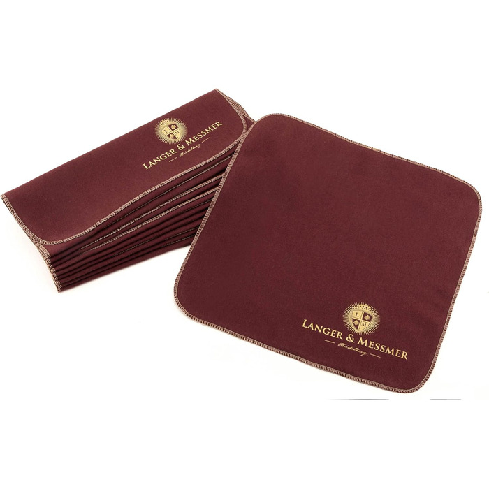 Langer & Messmer набір полірувальних серветок для гладкої шкіри, 100% бавовна, професійний догляд за взуттям (бордовий, бежевий)