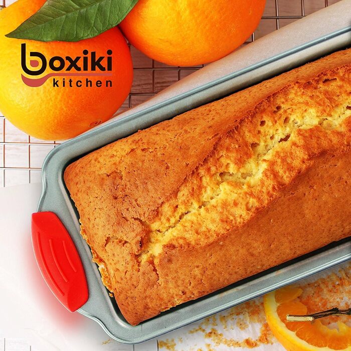 Форма для випікання кексів Boxiki Kitchen, антипригарна сталева, з силіконовими ручками, 21.5 x 11.5 см, для бананового хліба та кексів