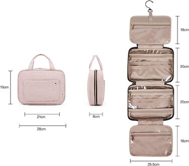 Органайзер BAGSMART для косметики та туалетного приладдя, водовідштовхувальна дорожня косметичка з гачком для підвішування, для шампуню, аксесуарів, контейнерів повного розміру