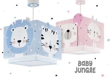 Дитяча підвісна лампа Dalber Baby Jungle із пластику, синя, з тваринами джунглів